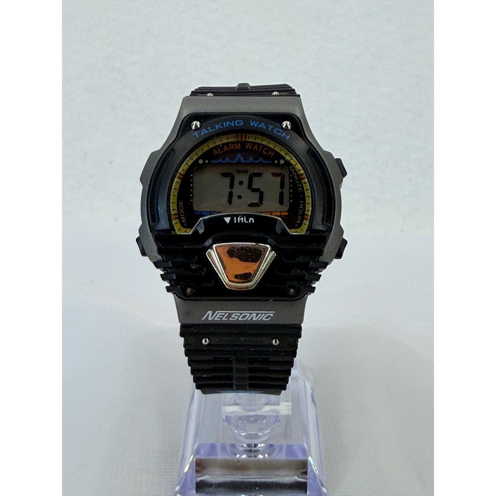Nelsonic Talking Watch Vintage Digital Alarm Water Resist Black NO72 107